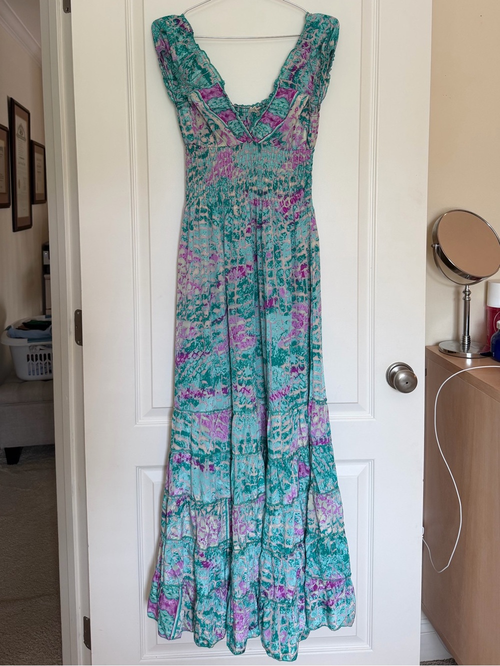 Teal and Purple Floral Maxi Dress